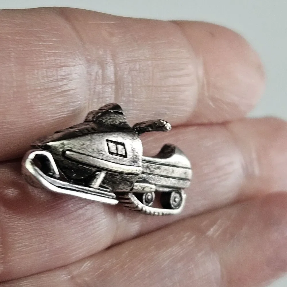 The Mountain Stuff Mark Eliot Schwabe Snowmobile Pin Silver Tone